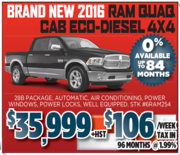 2016 Ram Quad Cab Eco – Diesel 4X4 in Toronto